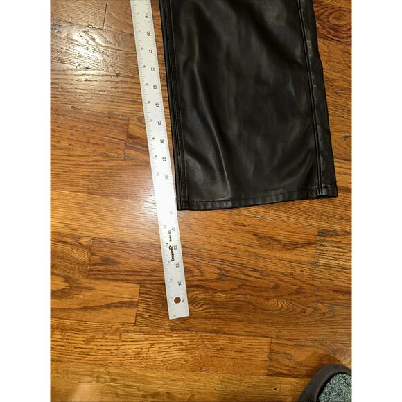 Social Tourist Feux Leather Pants Black Waist 24 Size 0R Ultra High Rise Baggy - Picture 9 of 14